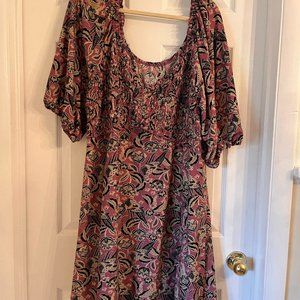 Cato Mini Dress Purple & Black Paisley/Floral Pattern	Size: 26/28
